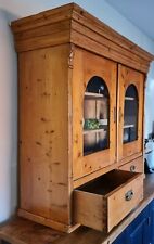 Early Victorian Pine Glazed Wall Cupboard or Dresser Top with Deep Drawers, used for sale  BRIGG