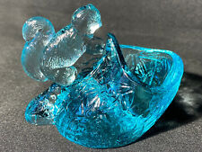 Blue Vaseline glass squirrel salt cellar dip chipmunk uranium / glows magnesium for sale  Shipping to South Africa