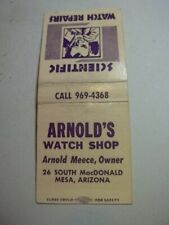 Capa Matchbook Arnolds Watch Shop Arnold Meece 26 South MacDonald Mesa AZ #126 comprar usado  Enviando para Brazil