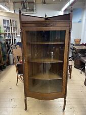 antique oak corner cabinet serpentine glass door  for sale  Plainville