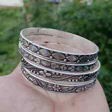 Set of 4 Solid 925 Sterling Silver Women Bangle Handmade Stackable Bangles G 16 for sale  Shipping to South Africa