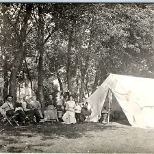 Tienda de campaña de campaña c1910 Family Campsite RPPC cocina fotográfica real galvanizada lata de aceite A52 segunda mano  Embacar hacia Argentina