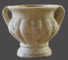 HEAVY Round Concrete Flower Pot Urn Olde World Roman Indoor Outdoor Garden 7" T for sale  Shipping to South Africa