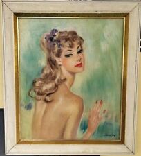 Antique Oil Painting Portrait Lady by Eugène Leliepvre Vintage Folk Art  for sale  Shipping to Canada