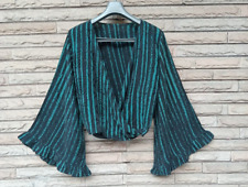 Blusa crop tops vestido feminino crepe PSW1444 com babados de seda pura comprar usado  Enviando para Brazil