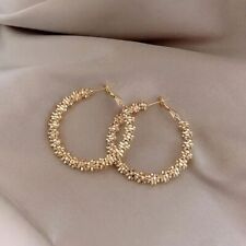 Brinco de argola de brilho folheado a ouro 18K da moda feminina argolas circulares robustas comprar usado  Enviando para Brazil