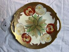 CORONET LIMOGES FRANCE PORCELAIN FLORAL PLATE GOLD RIM, 10”D, HANDLE for sale  Shipping to South Africa
