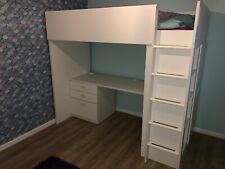 IKEA Kids High Sleeper Loft Bed With Desk, Wardrobe, Shelves And Drawers, used for sale  CARTERTON