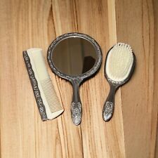 Vintage 3 piece Dresser Vanity Set Silver Plated Mirror, Brush, and Comb(heavy) for sale  Shipping to South Africa