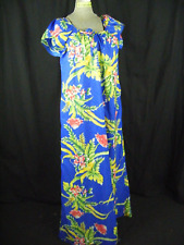 Hilo HATTIE'S Vintage Azul Flores Hawaianas Tulipán Manga Poly Punto Dress-Bust comprar usado  Enviando para Brazil