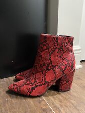 Botas de tornozelo Steve Madden femininas invejadas estampa de cobra vermelha biqueira pontiaguda tamanho 8M comprar usado  Enviando para Brazil
