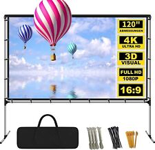 100"/120" Foldable Projector Screen with Stand 16:9 with Carry Bag, used for sale  Shipping to South Africa