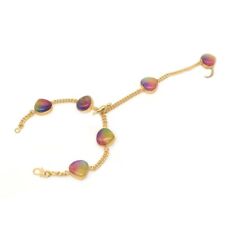 Pulseira escrava da moda folheada a ouro quartzo arco-íris joias multicoloridas Y035 comprar usado  Enviando para Brazil
