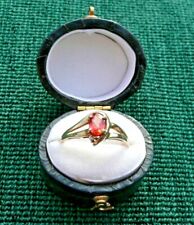 Hallmarked Birmingham 9 Carat CT  Orange or Red Fire Opal Gold Ring Size M 1/2, used for sale  BRIGHTON