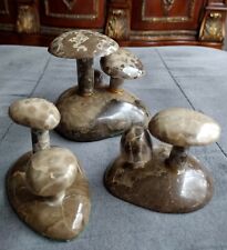 **Rare Vintage Handmade  Petoskey Stone Polished Mushroom Set Of 3.  for sale  Shipping to South Africa