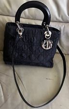 Bolsa tote vintage Christian Dior Lady Dior média preta nylon cannage alça de mão, usado comprar usado  Enviando para Brazil