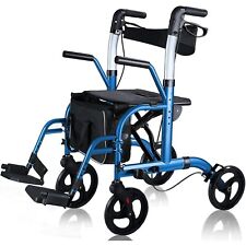 2 in 1 Rollator Walker for Seniors Padded Seat Medical Transport Chair 300 Lb for sale  Shipping to South Africa