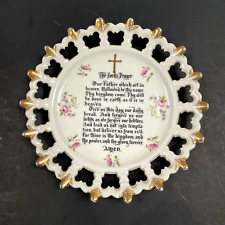 Vintage Decorative Porcelain Plate 18K Gold Trim The Lord's Prayer Wall Decor 8" for sale  Imperial Beach