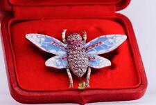 Antique Empire Butterfly Jewelled Brooch Gold Enamel Diamond Ruby c1890's for sale  Shipping to South Africa