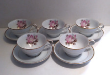 Conjunto vintage de 5 xícaras e pires de chá Noritake porcelana roseta Japão meados do século comprar usado  Enviando para Brazil