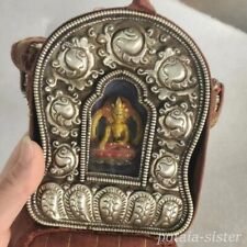 Tibetan Vajrayana Buddhism Buddha Statue Prayer Ghau Box Copper Amulet for sale  Shipping to South Africa
