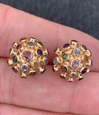 Used, 18ct Gold Sputnik Ball Multi Gemstone Amethyst Blue Topaz Tourmaline Earrings for sale  Shipping to South Africa