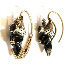 Antique Blackamoor 14K Gold Rose Cut Garnet Enamel Earrings Venetian Moro Italy for sale  Shipping to South Africa