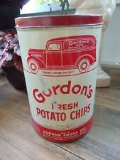 Antigua lata de papas fritas frescas de Gordon's vintage ~ 1 lb, usado segunda mano  Embacar hacia Argentina
