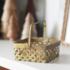 Vintage Small Brass Basket - Antique Brass Woven Basket Made in India, used for sale  Shipping to South Africa