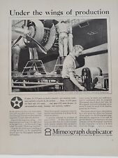 1942 Mimeograph Duplicator Fortune WW2 Print Ad Q1 Airplane Wings Production WAR for sale  Shipping to South Africa