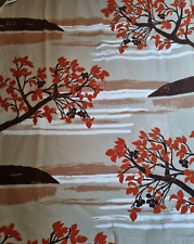 Vintage Tampella 2 curtains, Trees and Landscape Scene, Finland, orange, brown myynnissä  Leverans till Finland