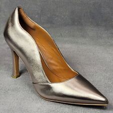 M&S Real LEATHER High STILETTO Heel COURT SHOES ~ Size 6 ~ Gunmetal Metallic for sale  Shipping to South Africa