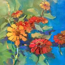 Zinnias original painting for sale  Horseshoe Bay