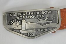 Order Of The Arrow (BSA) Boy Scouts Brass Belt Buckle & Belt WOA Cholena 322 WWP for sale  Shipping to South Africa