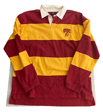 Vintage Yellow Red Striped RUGBY Shirt Trojans USC Pro Player Men XL 100% Cotton for sale  Shipping to South Africa