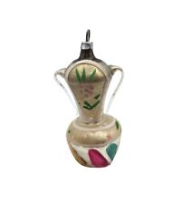Vintage Blown Glass Christmas Ornament Handpainted Urn Vase Teapot German 3", used for sale  Shipping to South Africa