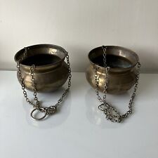 2 x Vintage brass garden hanging flower plant pot planters for sale  Shipping to South Africa