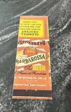 A) BARBAROSSA BEER MATCHBOOK COVER RED TOP BRG CO CINCINNATI OH GLENHILL GROCERY for sale  Shipping to South Africa