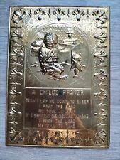 'A Child's Prayer' Vintage Raised Relief Brass Wall Hanging Plaque for sale  Shipping to South Africa