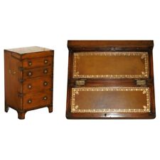 Fine Harrods London Kennedy Chest of Drawers Brown Leather Writing Slope Desk for sale  Shipping to South Africa