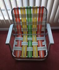 Vintage Orange Green Aluminum Beach Lawn Chair Outdoor Folding Nylon Webbed for sale  Shipping to South Africa