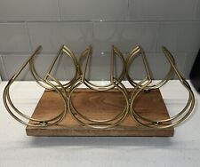 Used, Wine Rack Holds 3 Standard Wine Bottles 10 X 6 X 4 Gold Swirls Wood Base for sale  Shipping to South Africa