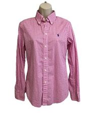 Blusa Ralph Lauren ajuste personalizado logotipo pônei botão rosa Gingham tamanho 6 comprar usado  Enviando para Brazil