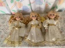 Used, Trio of Angels Porcelain Dolls (80050) - Blonde Hair, Blue Eyes, Gold Dress for sale  Shipping to South Africa