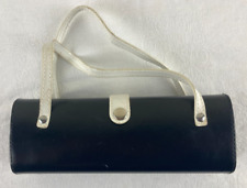 Bolsa de mão feminina vintage estilo mini barril vinil preto e branco 10”x 4”, usado comprar usado  Enviando para Brazil