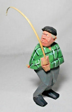 VINTAGE SWEDISH CARVED WOOD FISHERMAN IN GREEN SHIRT 6.5" CARVING GUNNARSSON for sale  Shipping to South Africa