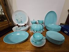 VINTAGE ONEIDA MELAMINE DISH SET (SERVICE OF 8) BLUE/TURQUOISE FLORAL for sale  Shipping to South Africa
