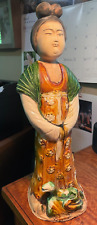 Vintage Chinese Sancai Glaze Lady & Snake Figure Terra Cotta Clay Pottery 14" for sale  Shipping to South Africa