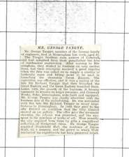 1920 Death Announced Of Mr George Tangye, Engineer Aged 85 for sale  Shipping to South Africa