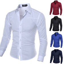 Camisa formal casual luxo masculina manga longa slim fit camisas sociais empresariais tops comprar usado  Enviando para Brazil
